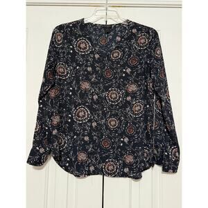 Ann Taylor Black Printed Blouse, Size M
